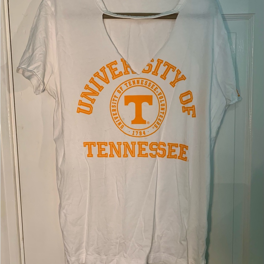 PINK Victoria's Secret White and Orange University of Tennessee Tee